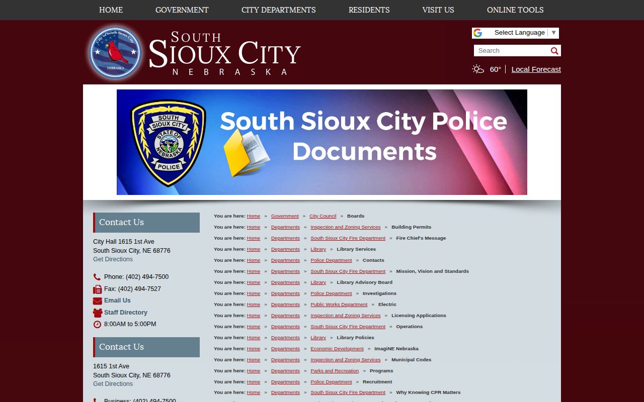 Dakota County warrant record path on South Sioux City Police Documents
